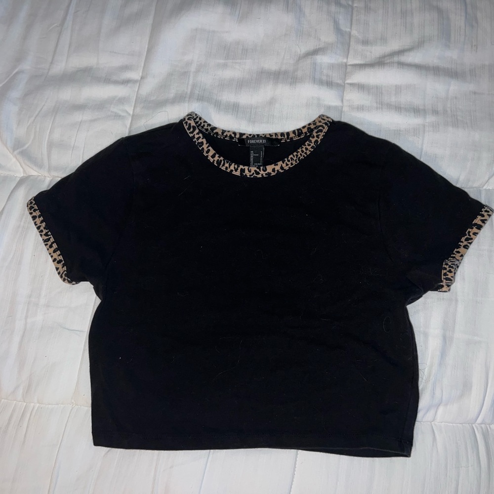 Black baby tees with cheetah print